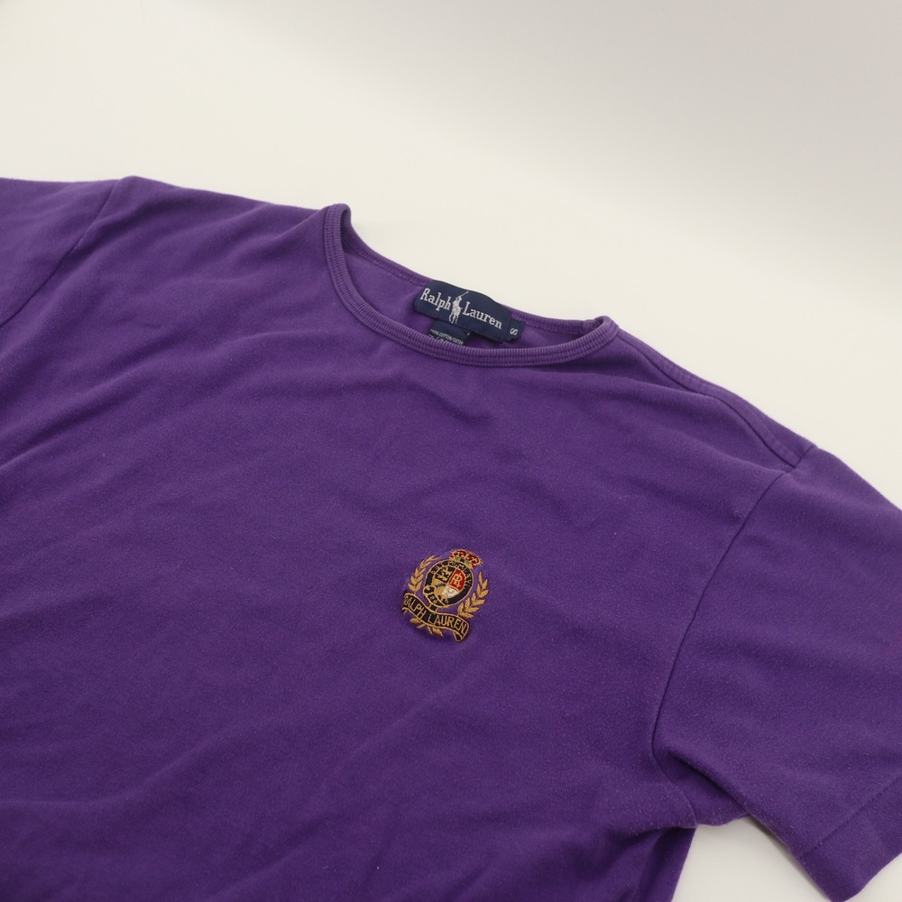 Ralph Lauren T-Shirt Mens Small Purple 90s Single Stitch Crest Logo Fair